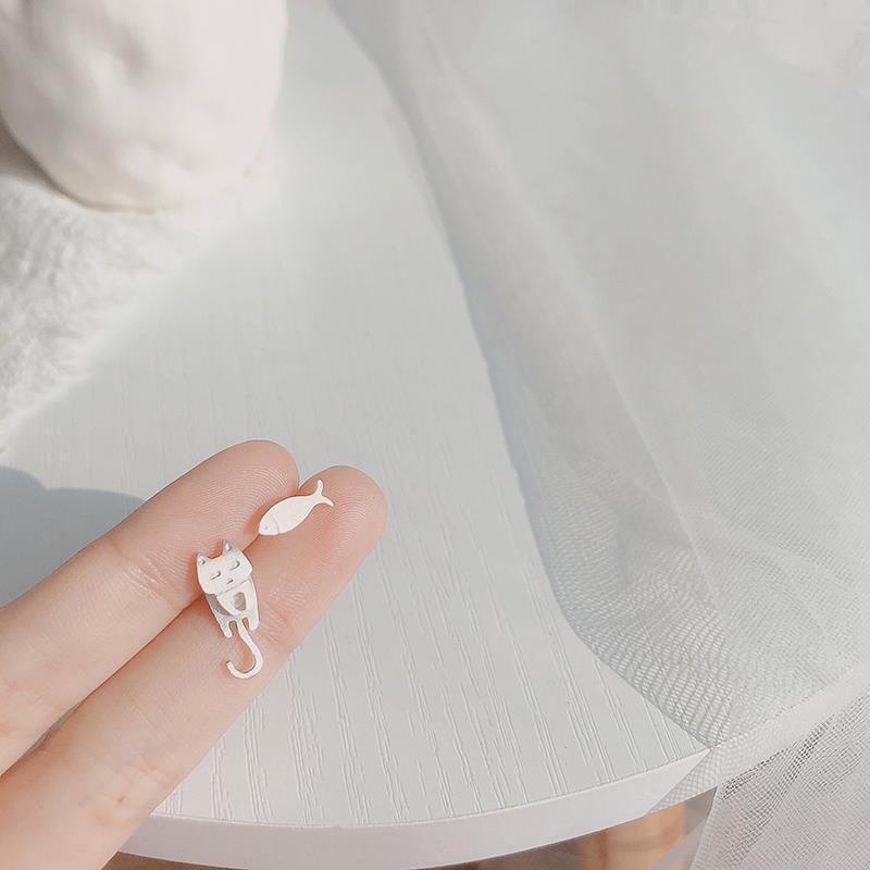 Hoa tai hợp kim kiểu mèo đuôi dài và cá sáng tạo dễ thương thời trang dành cho nữ