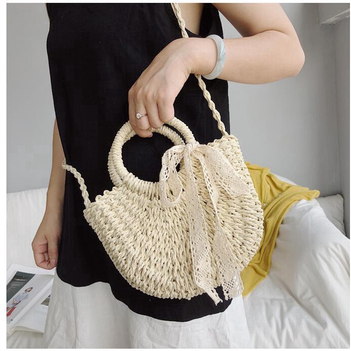 Labonia-Túi cói bán nguyệt thời trang đi biển phong cách vintage | BigBuy360 - bigbuy360.vn