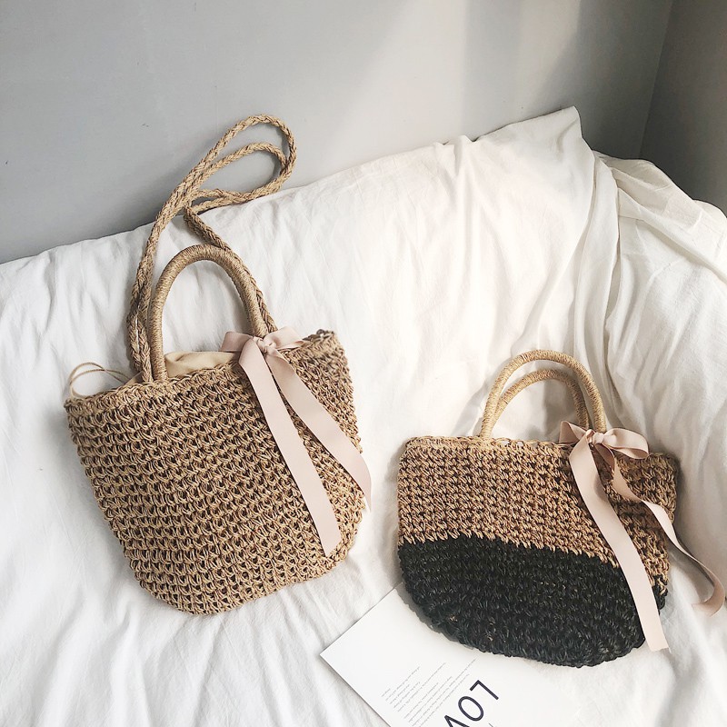 Labonia-Túi cói đi biển hanmade