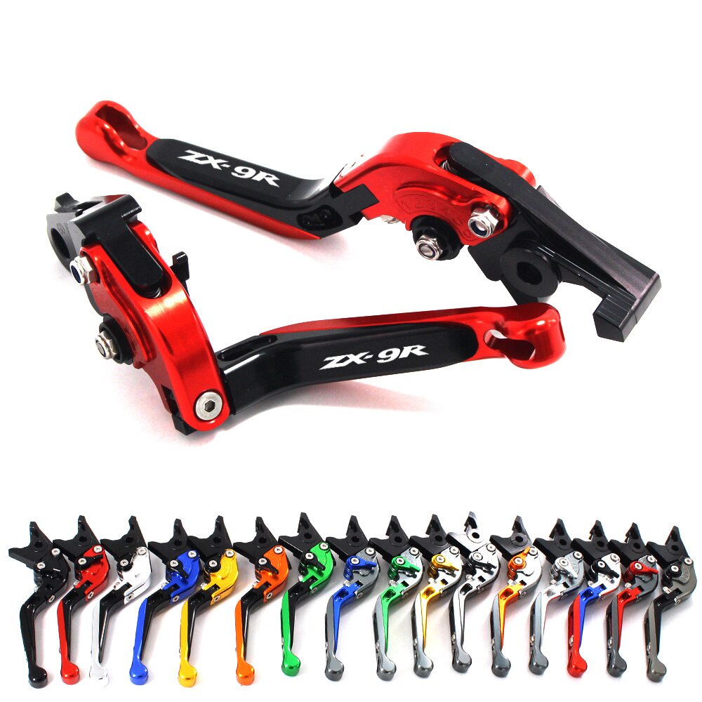 With Logo(ZX9R) Green+Titanium CNC New Adjustable Motorcycle Brake Clutch Levers For Kawasaki ZX9R ZX-9R 2000-2003 2001 2002