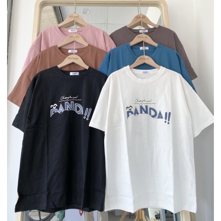 Áo thun nam nữ over size áo phông cotton khô chữ Panda
