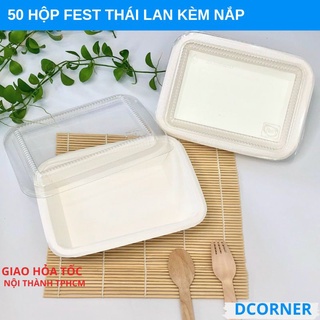 Hộp giấy fest thái lan chữ nhật kèm nắp đựng thực phẩm, xôi, cơm, bún, salad