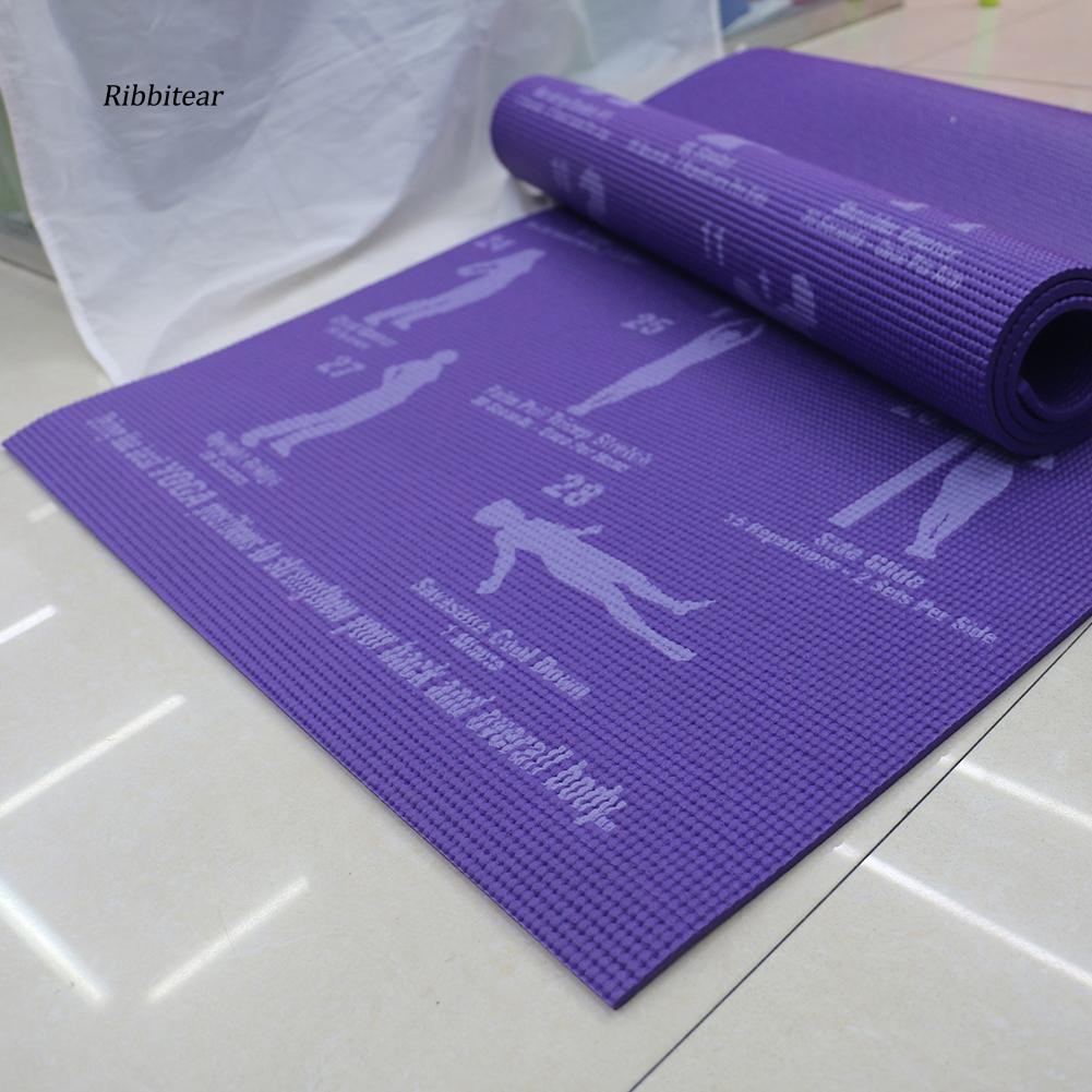 Thảm PVC kích thước 173cm x 61cm x 0.6cm chống trượt có in các tư thế tập yoga tiện dụng