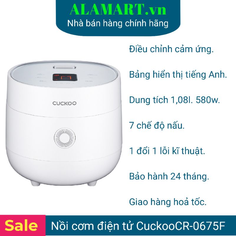 NỒI CƠM ĐIỆN TỬ CUCKOO CR-0675F 1.08L nấu 0.5 kg gạo dùng 2 - 4 người