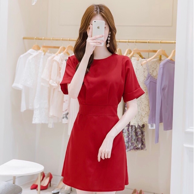 Đầm đỏ thun eo v2 (kèm hình thật) | BigBuy360 - bigbuy360.vn