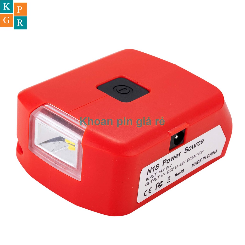 KPGR Đế chuyển pin milwaukee 18V cổng sạc điện thoại và DC 12V