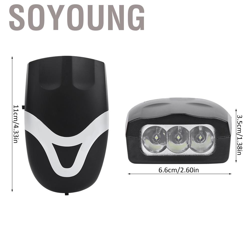 Đèn Pha Led 3 Bóng Có Còi Chống Thấm Nước Gắn Phía Trước Xe Đạp