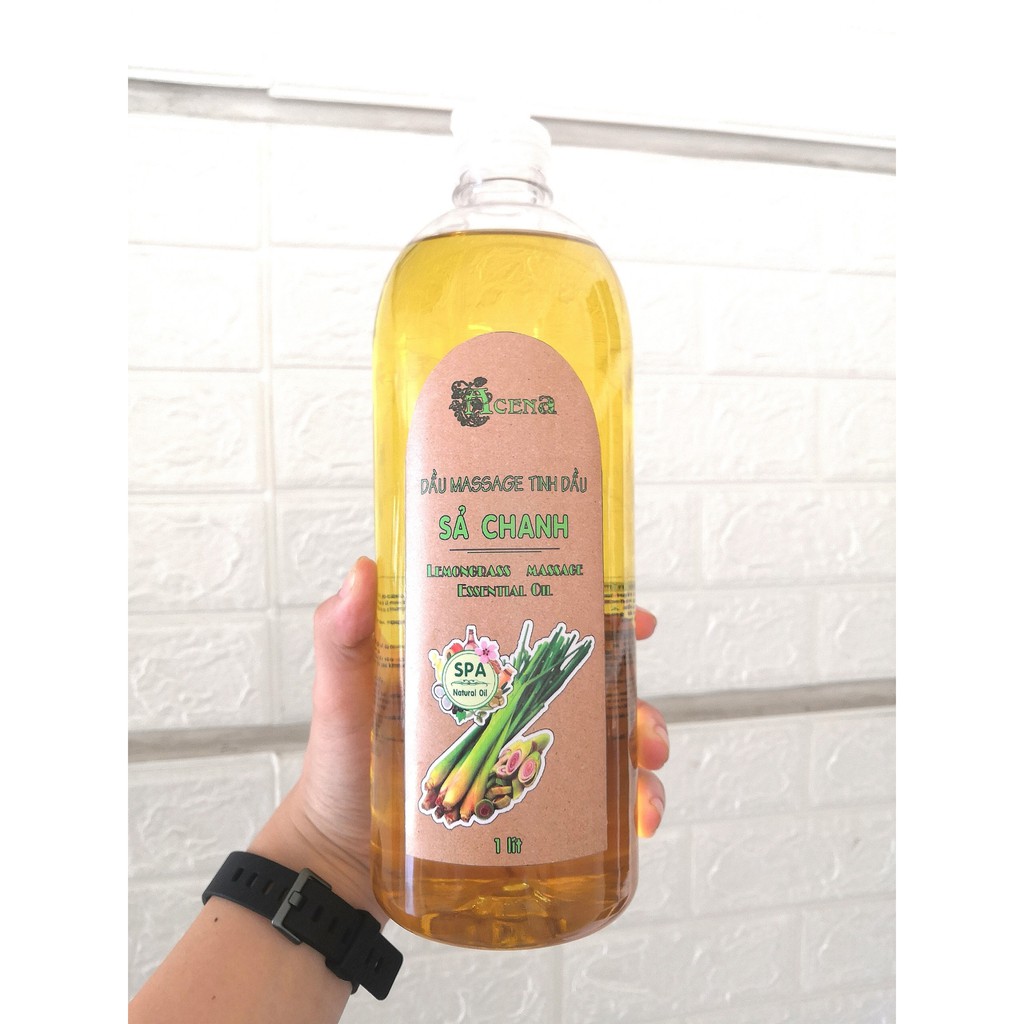 Dầu Massage Body Tinh Dầu Sả Chanh ACENA 1000ml Chuẩn Spa, Trơn Tay Dễ Dùng