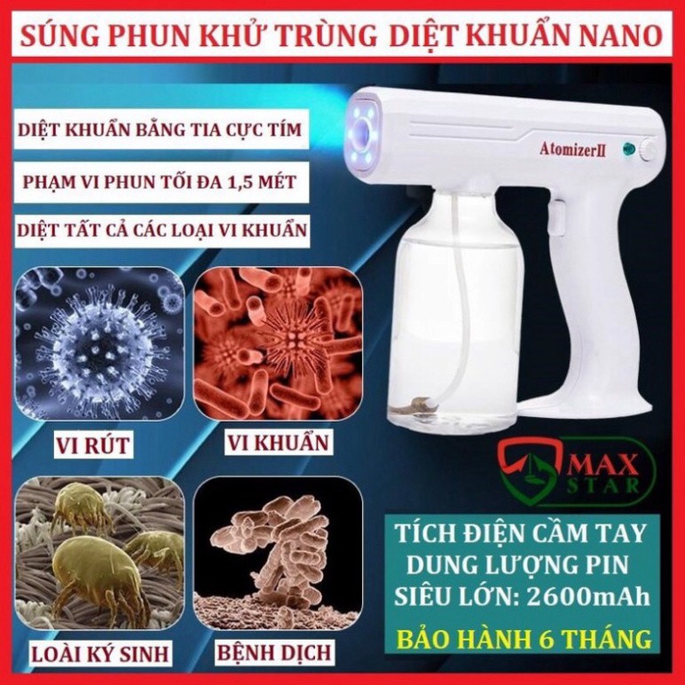 [HÀNG CHÍNH HÃNG-BẢO HÀNH 12 THÁNG] Súng phun khử trùng NANO Cầm tay tiệt trùng diệt khuẩn bằng tia UV HOT .