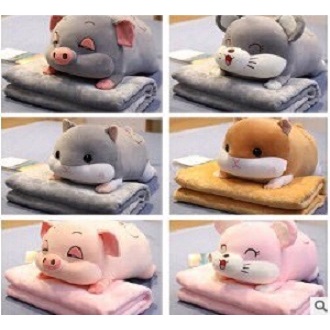 Gối Gấu Bông Chuột Hamster, chăn gối văn phòng