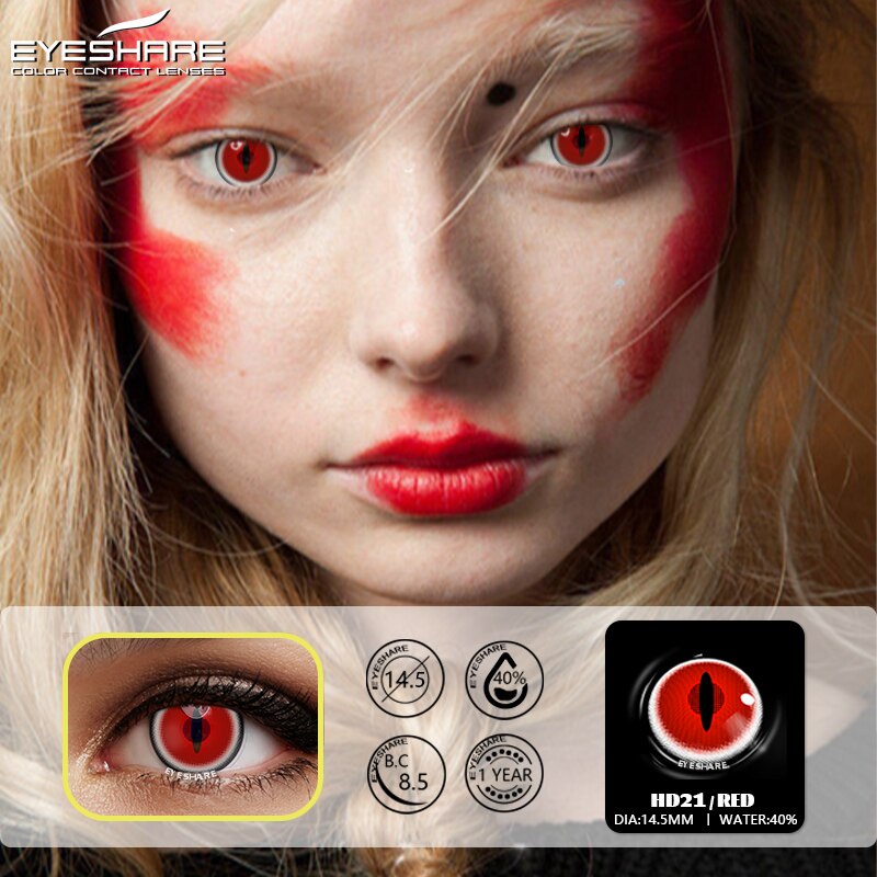 EYESHARE [Hàng mới về] Cặp kính áp tròng mềm nhiều màu sắc dùng hóa trang halloween