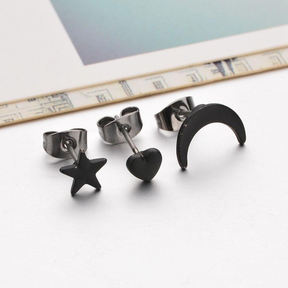 Set 3 Khuyên Tai Mạ Vàng/Bạc Hình Ngôi Sao/Trái Tim Dễ Thương Thời Trang