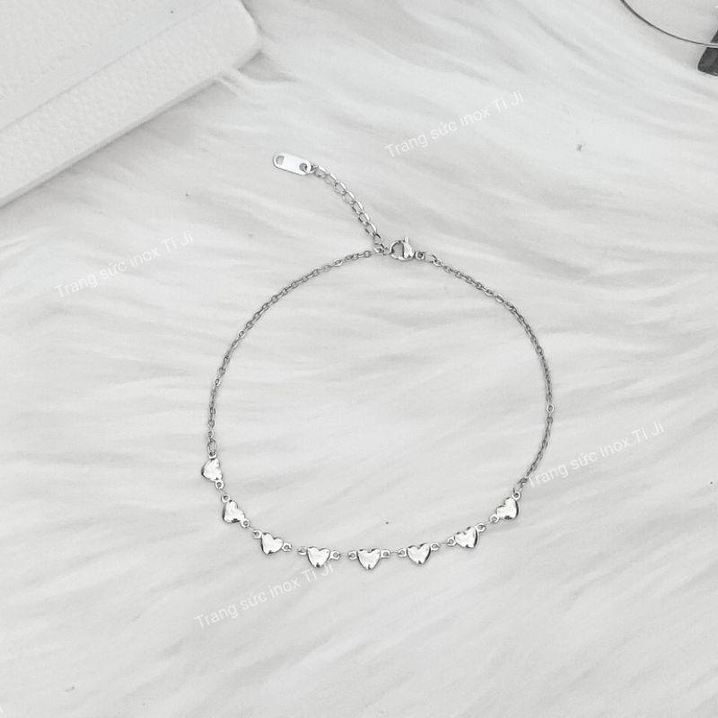 Lắc chân inox trái tim sáng đẹp không đen