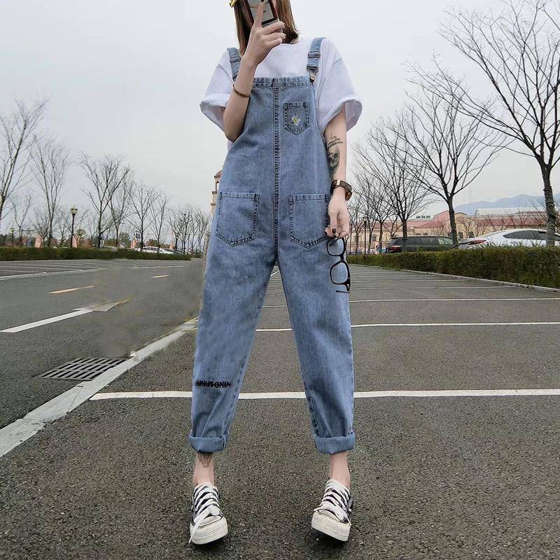 Quần Yếm Denim Dáng Rộng Thêu Hoa Cúc Phong Cách Hàn Quốc Thời Trang Mùa Hè 2020 Mới Cho Nữ | BigBuy360 - bigbuy360.vn