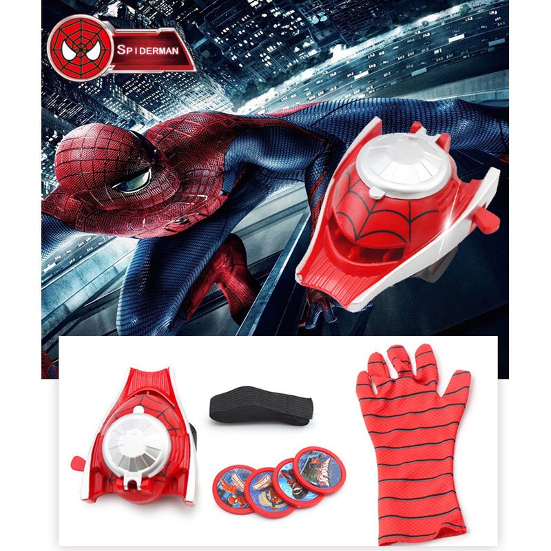 Đồ Chơi Siêu Nhân Cho Bé Người Nhện, Người Sắt Iron man, Đội Trưởng Mỹ Áo Choàng Mặt Nạ Găng Tay Gậy Phát Nhạc