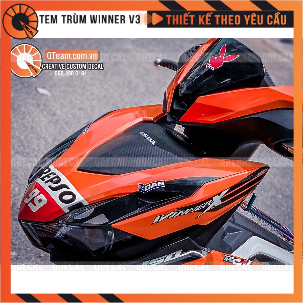 Tem trùm WinnerX V3 decal 3 lớp mẫu Martini trắng xanh cao cấp thiết kế theo yêu cầu