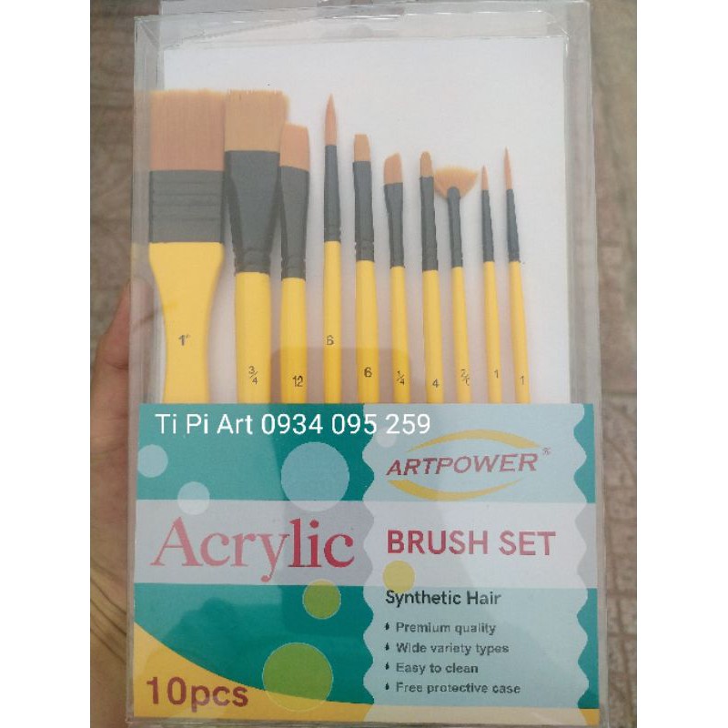 Cọ Vẽ Acrylic đủ size, Set 10 cây vẽ màu acrylic ARTPOWER