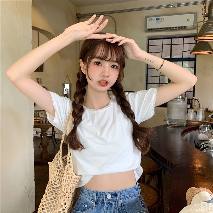 Sơ mi không cổ viền ren
