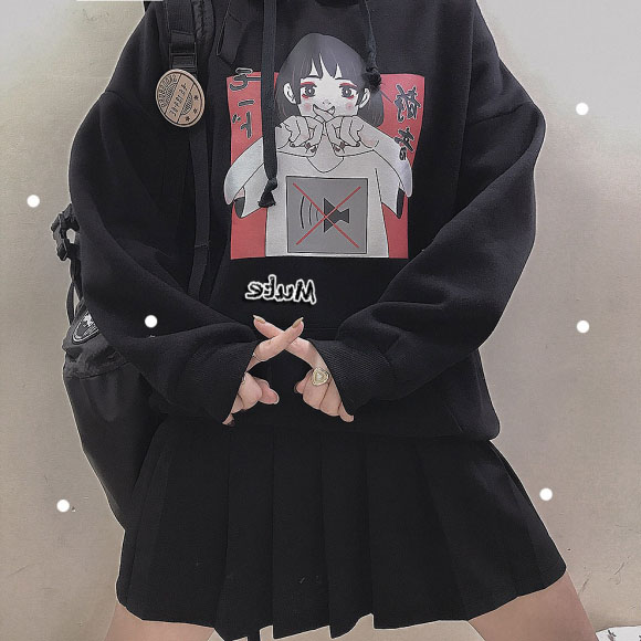 Áo Hoodie nhung tay dài in họa tiết hoạt hình Anime Nhật Bản | BigBuy360 - bigbuy360.vn