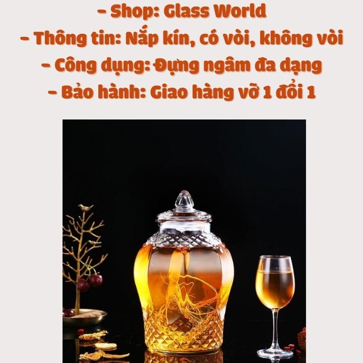 Bình thủy tinh Có Vòi 8L nắp thủy tinh doăng kín còi đựng ngâm bày bàn tủ kệ dễ vệ sinh [ RẺ VÔ ĐỊCH ]