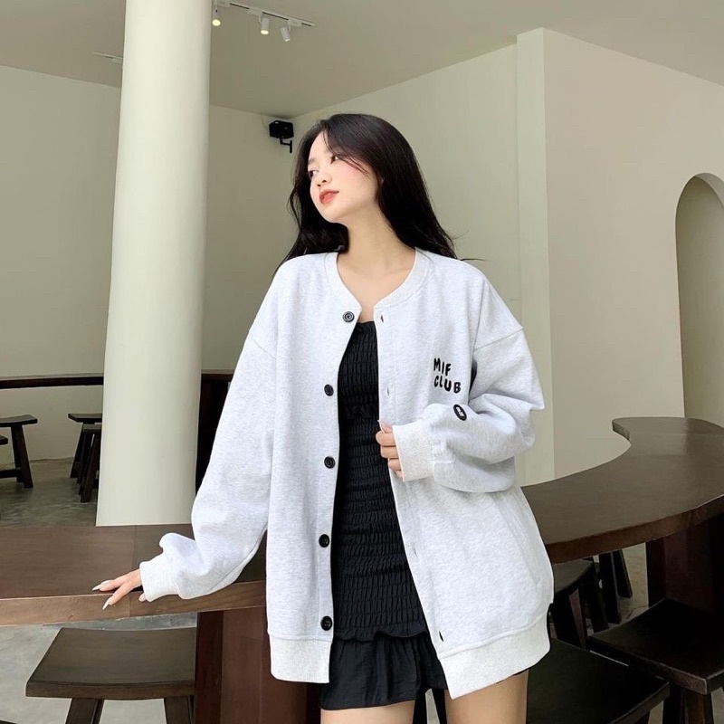 Áo cadigan nút gài [có ảnh thật] chất nỉ cotton siêu đẹp thêu night clup
