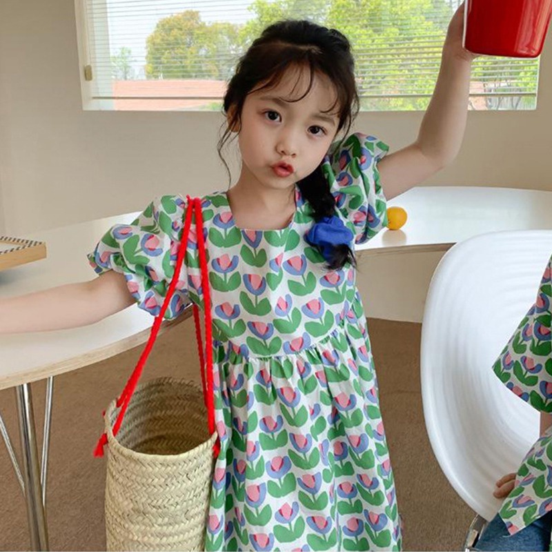 Đầm Công Chúa Hở Lưng Đính Nơ Họa Tiết Hoa Thời Trang Mùa Hè Cho Bé Gái