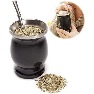 Bộ 8 Cốc Uống Trà / Cà Phê Yerba Mate Có Ống Hút Hình Quả Bầu Tự Nhiên