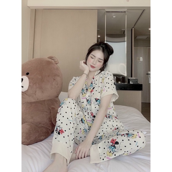 Pyjama dáng truyền thống cổ phối hàng loại 1 cao cấp đơn giản sang xịn