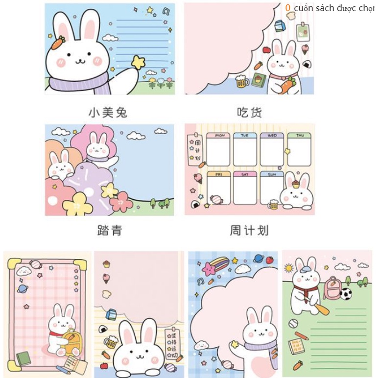 Giấy note cute ghi chú cao cấp mẫu hình Thỏ Happy Rabbit kute dễ thương set 30 tờ K75