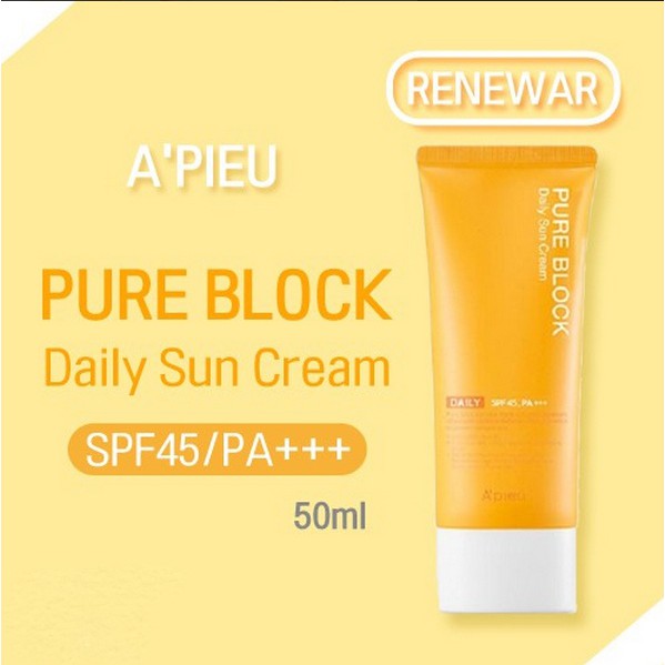 Sản Phẩm Chống Nắng ('18) A'Pieu Pure Block Natural Daily Sun Cream SPF45/Pa+++ 50ml(21/10/2023)