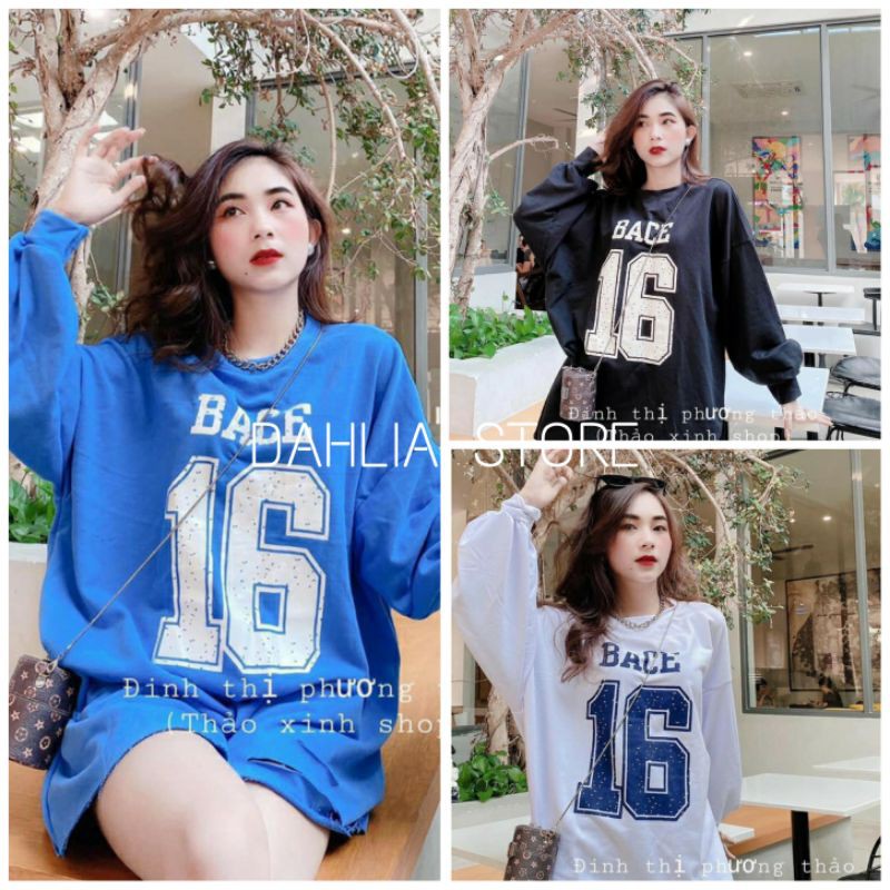 Phông dài tay in số form giấu quần màu ĐEN | TRẮNG | XANH Ulzzang