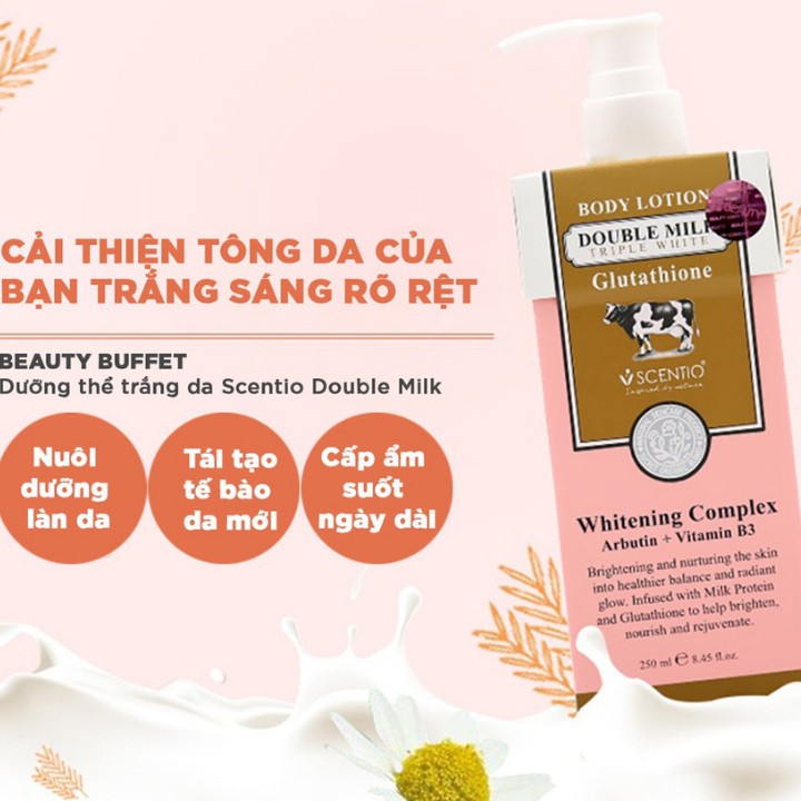 [Hàng mua tại Thailand]Sữa Dưỡng thể trắng da Scentio Double Milk Triple White Thái Lan 250ml