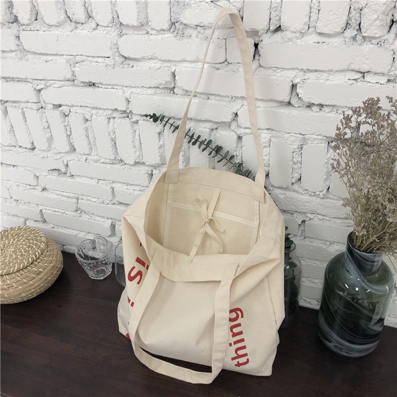 Túi tote vải bố đựng đồ canvas đeo vai Hazin cho nữ,đi học,đi làm temporary HZ 49