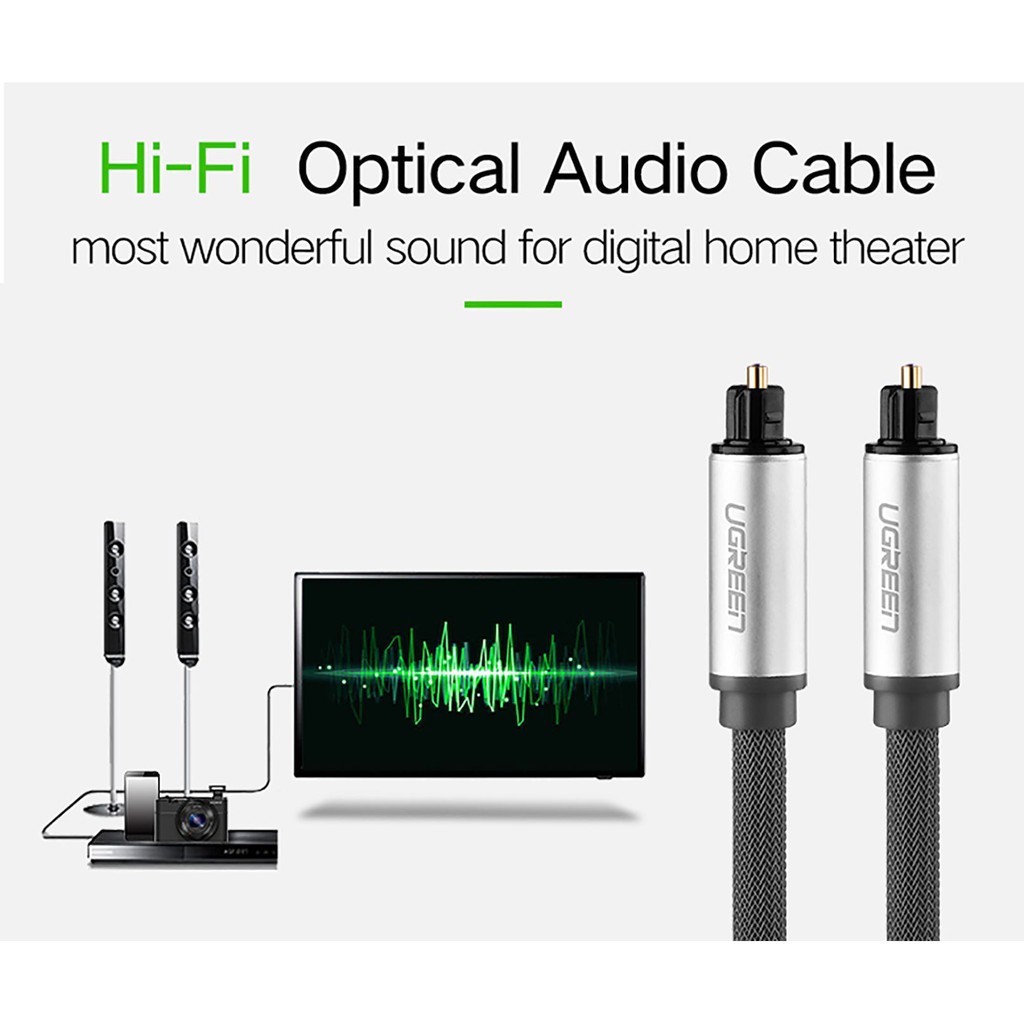 Cáp Optica Toslink Audio Ugreen AV108 - Vỏ Nhôm Cao Cấp