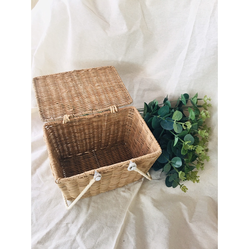 Giỏ Đi Picnic, Làm Đạo Cụ Chụp Hình Hoặc Trang Trí Rất Đáng Yêu - Chất Liệu Mây Tự Nhiên Đan Tay