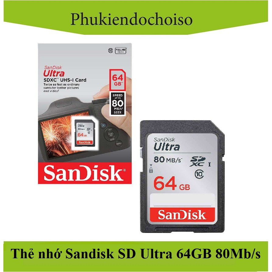 [Mã 159ELSALE hoàn 7% đơn 300K] Thẻ nhớ SDXC 64gb Ultra 533x (80MB/s)