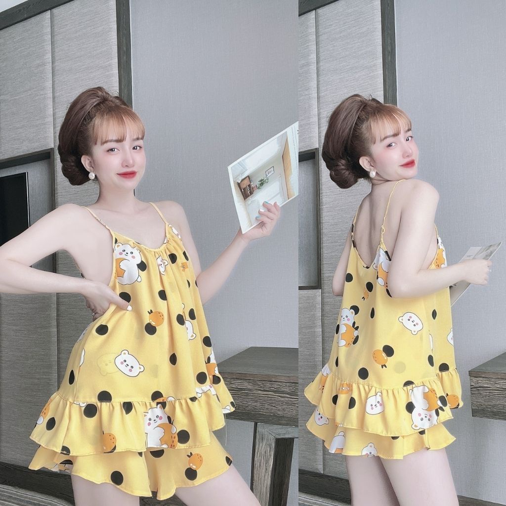 Đồ Ngủ Nữ BIGSIZE Đồ Ngủ Sexy lụa Mango cao cấp mềm mại xinh xắn &lt; 70KG
