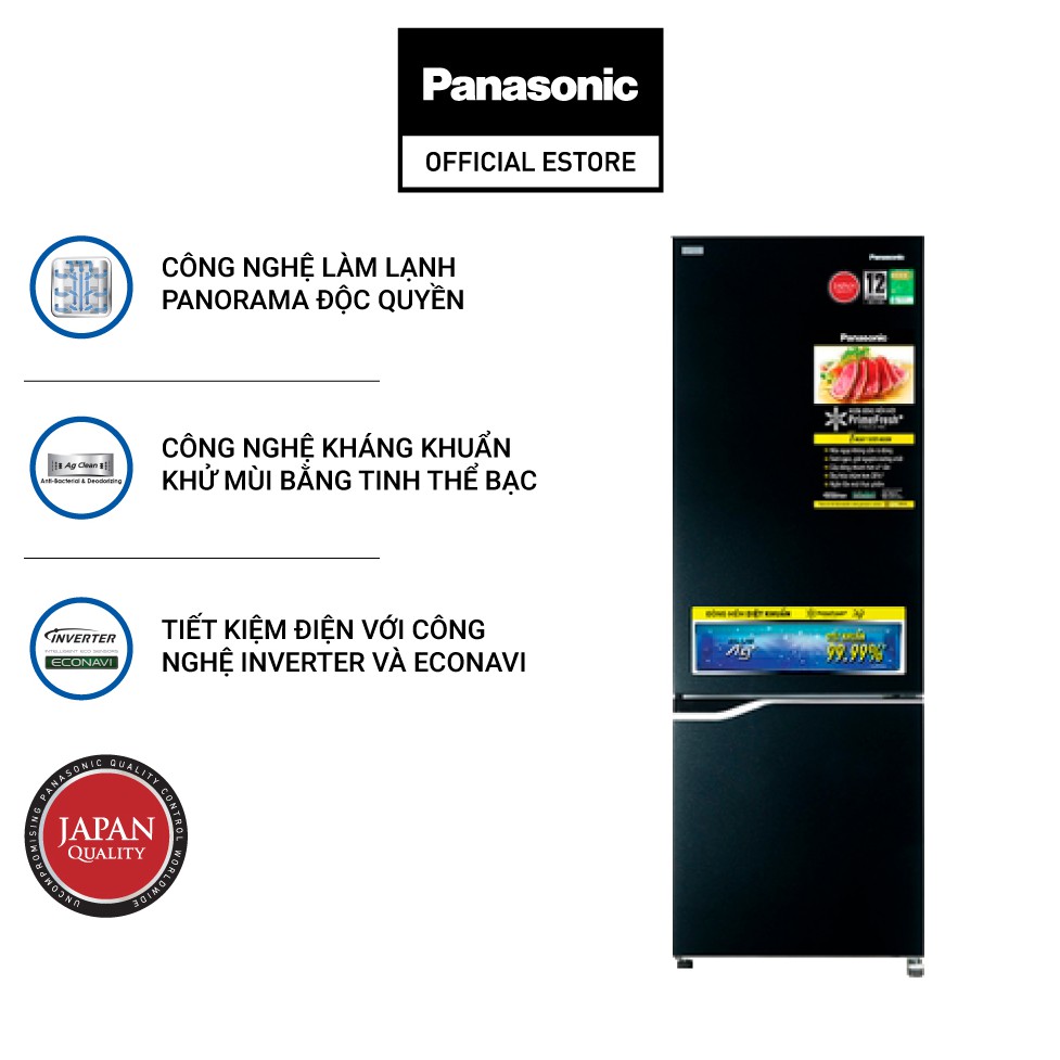 [Mã ELMALL1TR5 giảm 6% đơn 3TR] - Tủ Lạnh 2 Cánh Panasonic 322 Lít NR-BV360GKVN - Hàng Chính Hãng