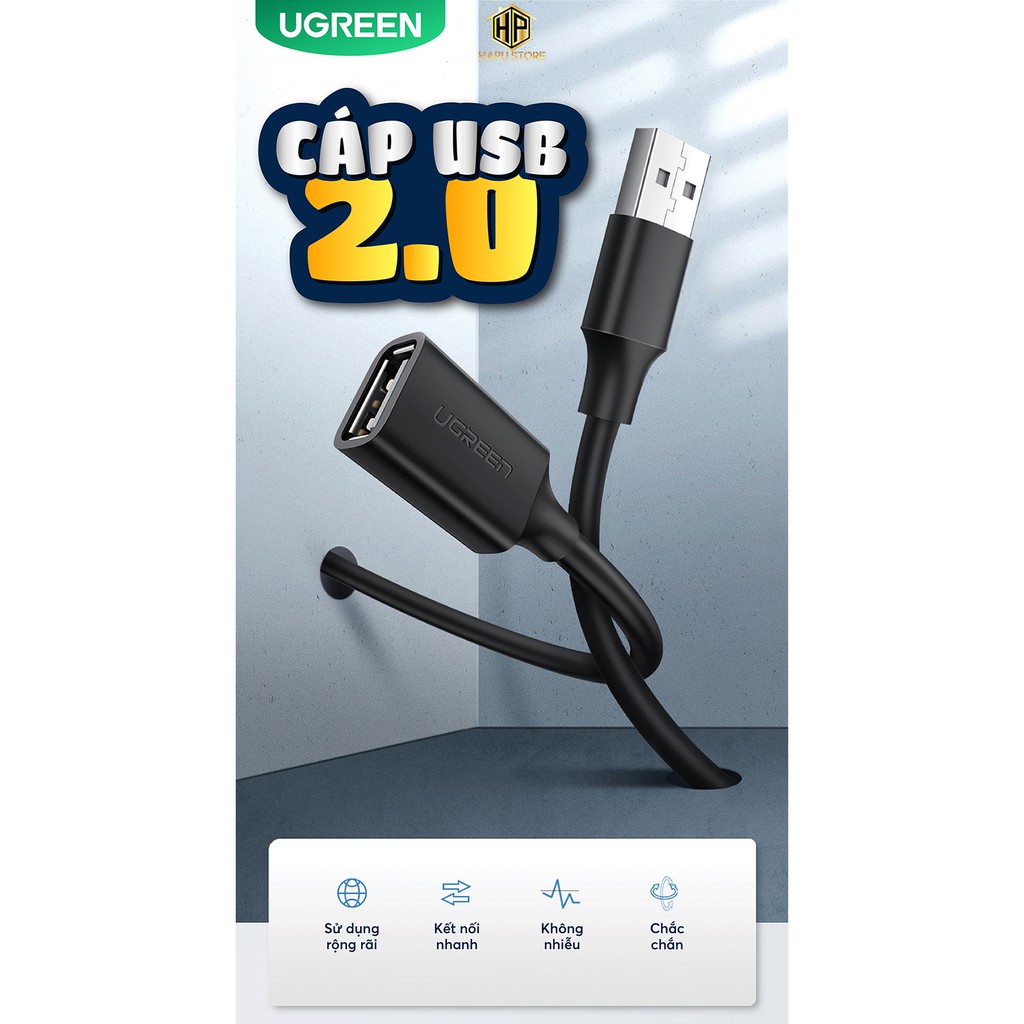 Cáp nối dài USB 2.0 cao cấp Ugreen 10313 10314 10315 10316 10317 10318 chính hãng - Hapugroup