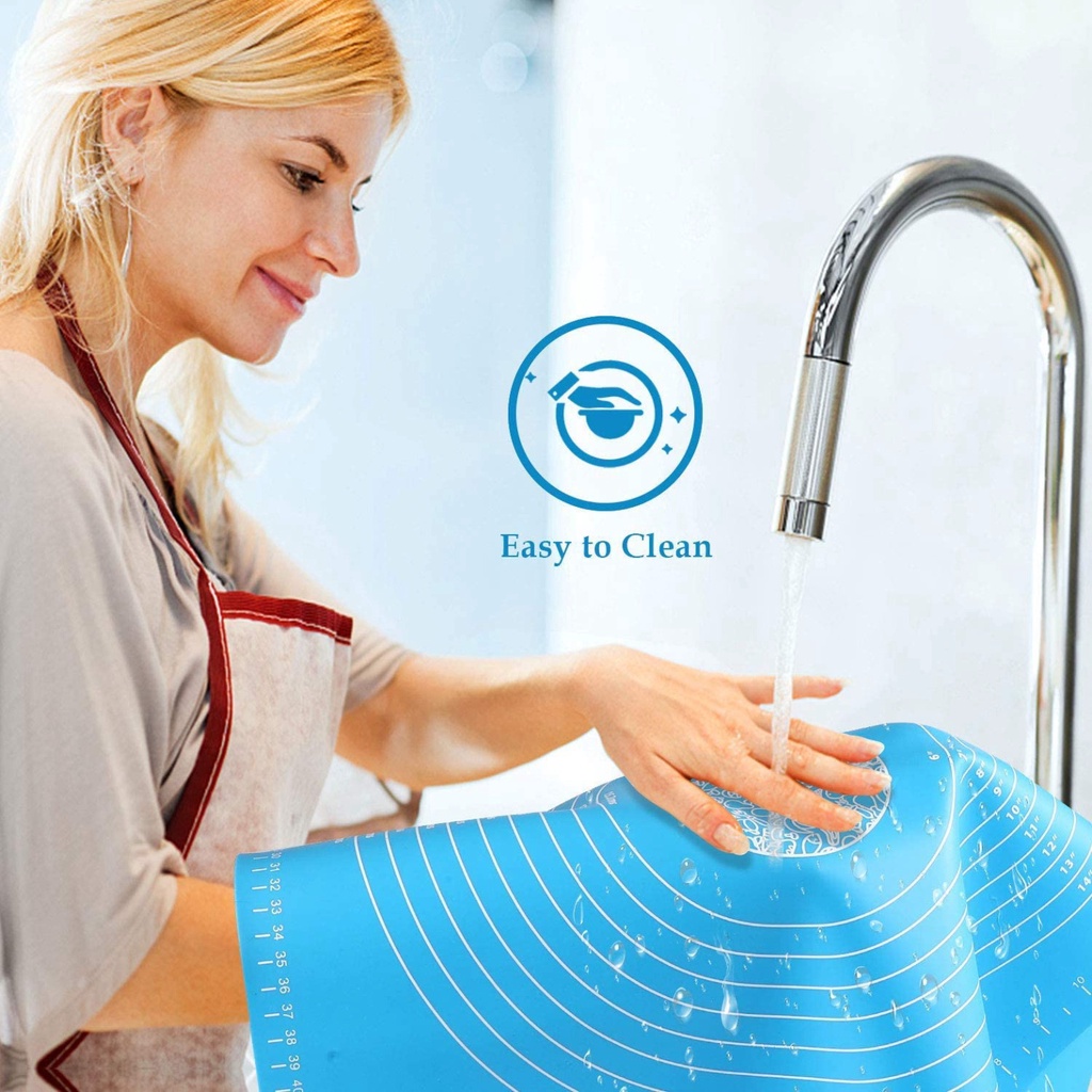 Tấm Thảm Cán Bột Làm Bánh Chất Liệu Silicon Dày Có Thước Đo Tiện Lợi