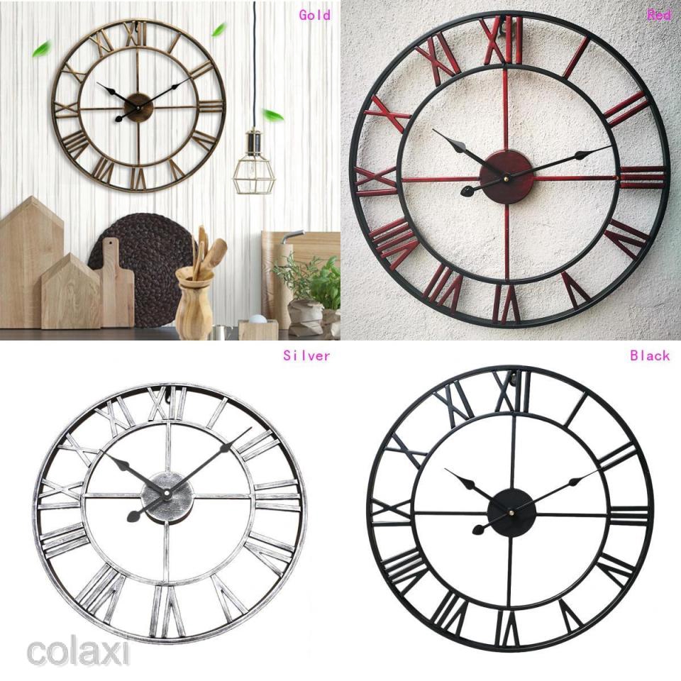 [COLAXI] Vintage Round Retro Time Big Display Clock Mechanism Wall Clock Quartz 16x2inch