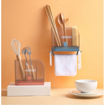Kệ đựng muỗng đũa dán tường trong suốt - K32