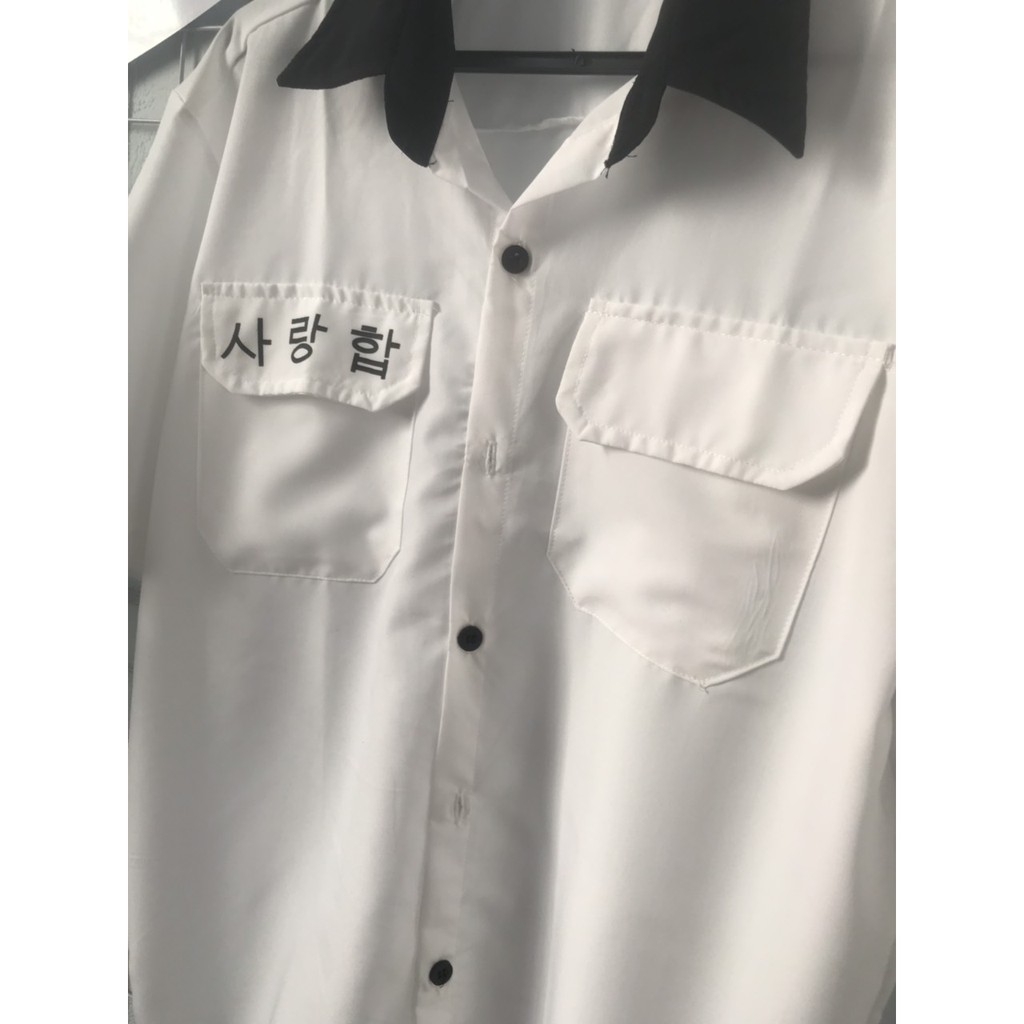 Áo sơ mi kate lụa in chữ form to kèm ảnh thật