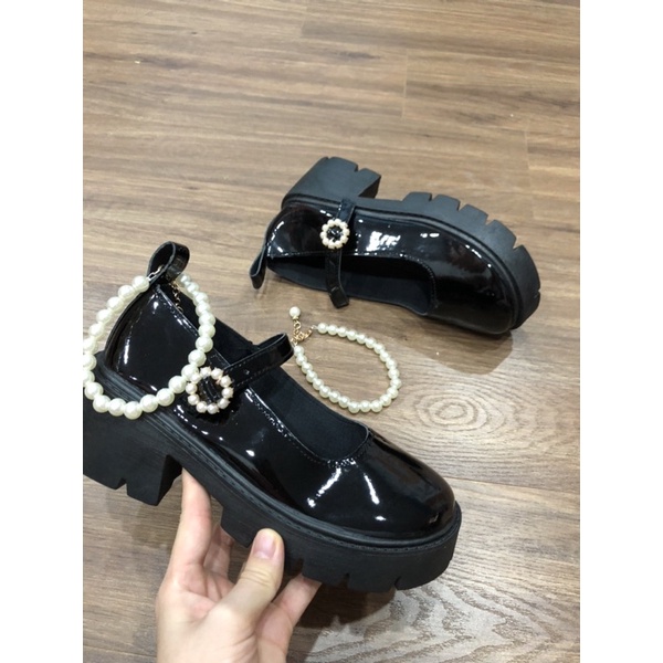 GIÀY BỐT LOLITA DA BÓNG QUAI NGỌC MỚI