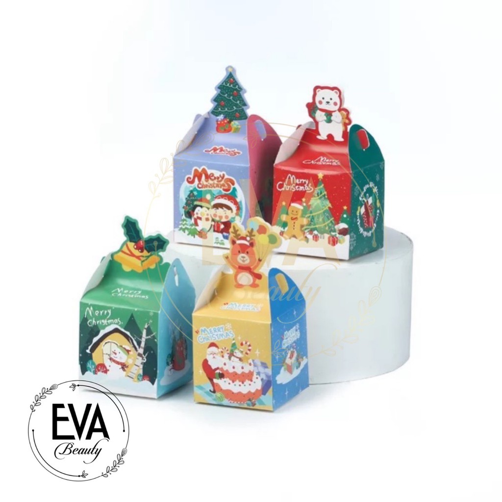Combo 5 Hộp Giấy Đựng Quà Giáng Sinh / Hộp Quà Noel Hoạt Hình Xinh Xắn Nhiều Mẫu M2014