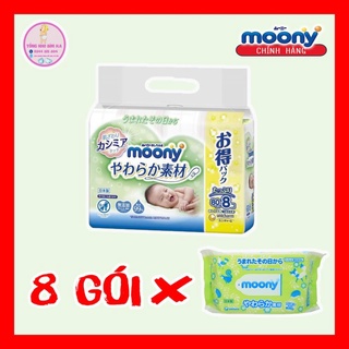 Combo 8 gói khăn ướt moony nội địa 640 tờ