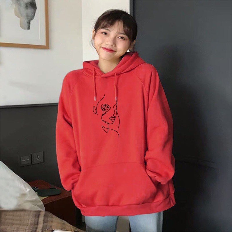 Áo khoác hoodie nữ form rộng, Áo hoodie nỉ lót bông unisex in hình - kiểu dáng hàn quốc, form 75kg