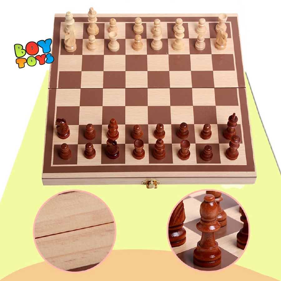 Bộ bàn cờ vua bằng gỗ cao cấp, sang trọng 29x28cm, loại hộp gấp gọn