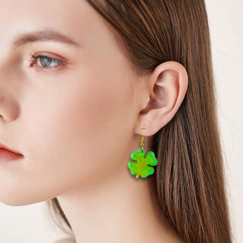 Sa Set 2 Khuôn Silicone Làm Mặt Vòng cổ / Bông Tai Hình Cỏ Bốn Lá DIY