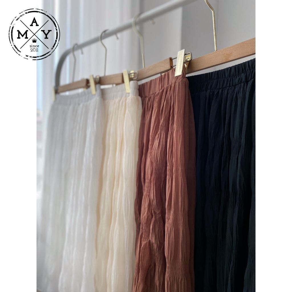 Chân Váy Midi Dài MAY.SINCE2011, Chân Váy Dài Kiểu Dáng Nhăn Cá Tính MAN02-0109 | BigBuy360 - bigbuy360.vn